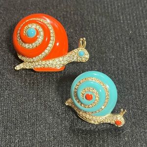 Set of two Swarovski Crystal Snail Pins Brooches